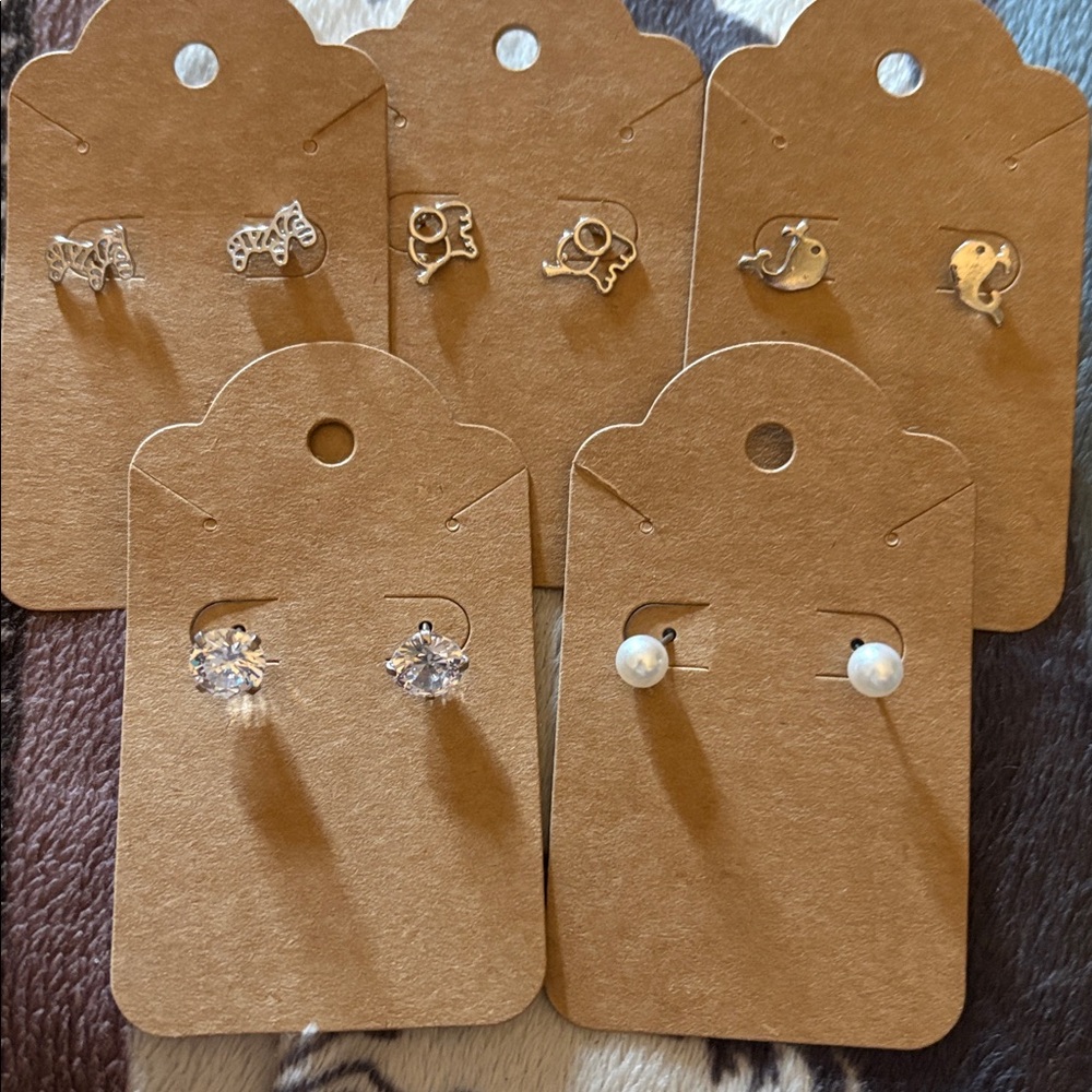 Silver and White Earring Set